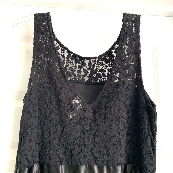 Frenchi Short Cocktail Black Lace Dress High Neck size Large - Picture 6 of 8